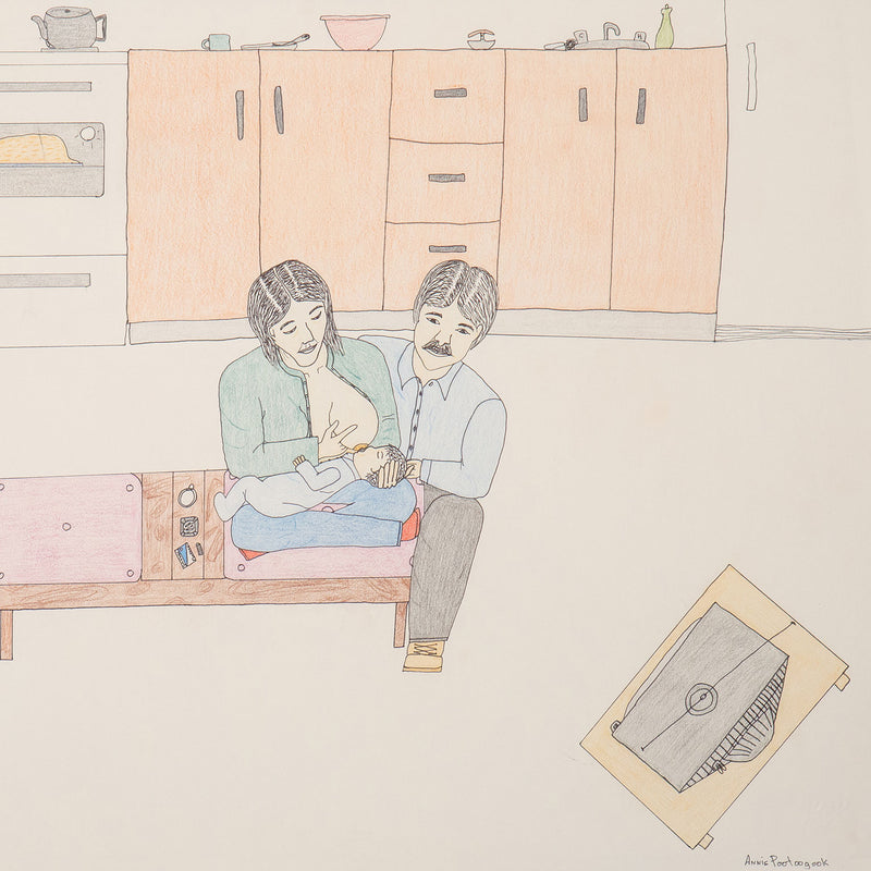 Annie Pootoogook, Mother Breastfeeding, Drawing, 1994.