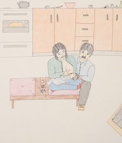 Annie Pootoogook, Mother Breastfeeding, Drawing, 1994.