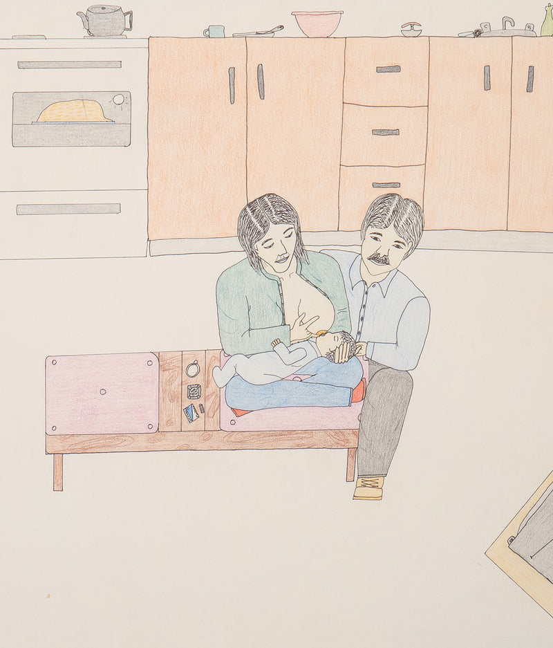 Annie Pootoogook, Mother Breastfeeding, Drawing, 1994.