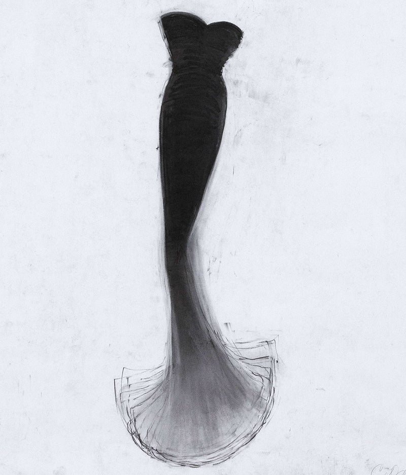 black dress drawing Fashion Illustration, Little Black Dress, Fashion Drawing, Dress Painting, Evening Gown, Painting of Dress