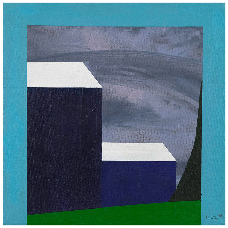 CHARLES PACHTER "MINI BLUE BARN" PAINTING, 1998