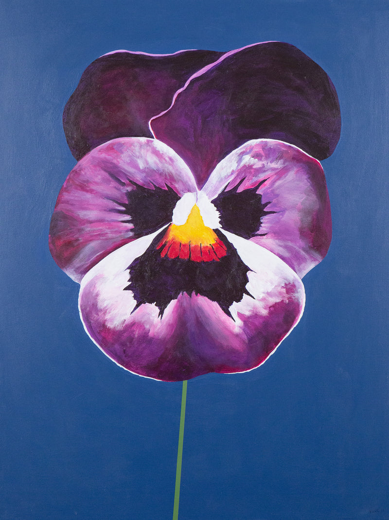 CHARLES PACHTER "PURPLE PANSY" ACRYLIC ON CANVAS, 2021