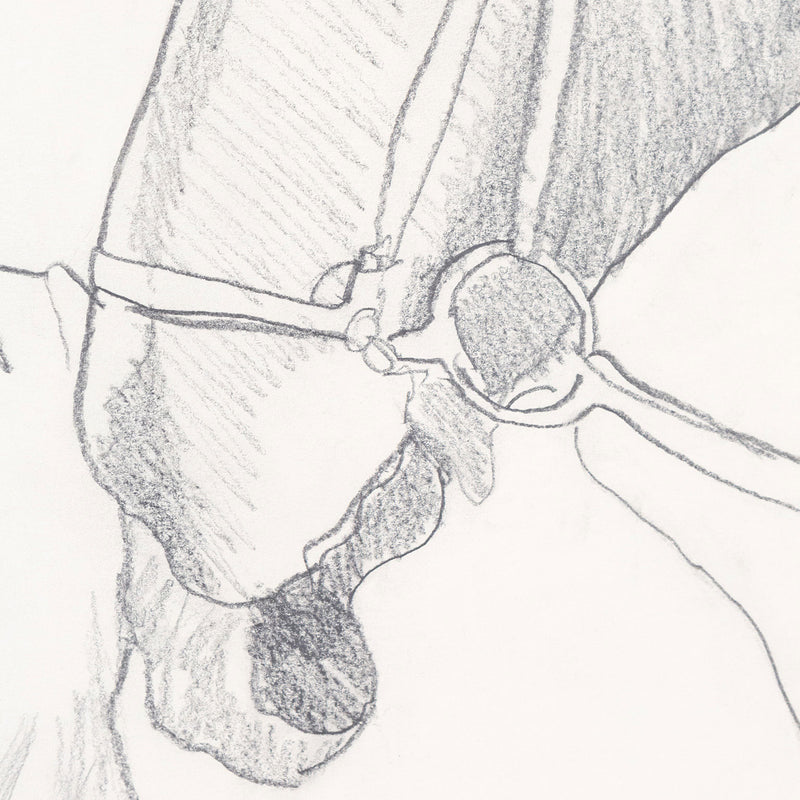 Charles Pachter, Canadian Art, "Queen on Moose"  Canada, 1976  Pencil on paper  Signed and dated by the artist  23.25"H 12.5"W (work)  Very good condition.
