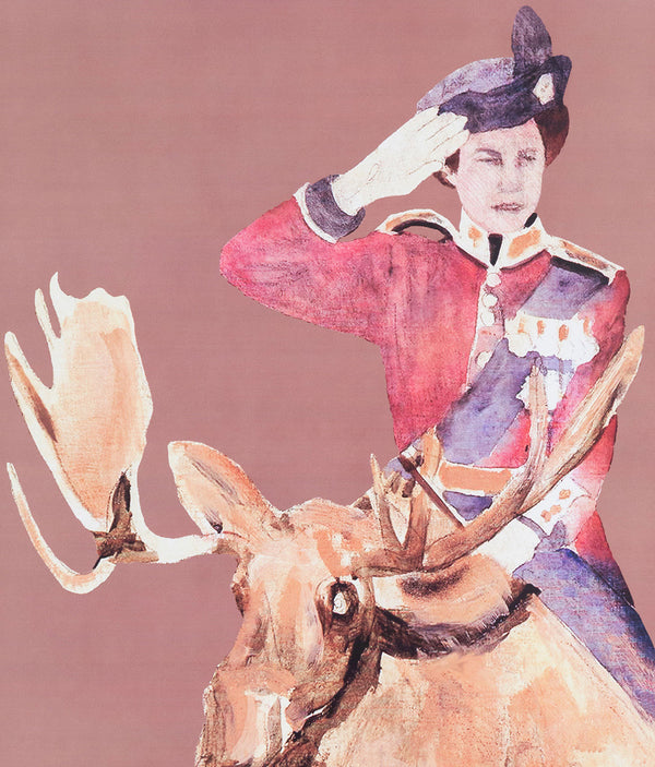 Charles Pachter, Caviar20, Canadian Art, "Queen on Moose"  Canada, 1972  Giclée  Signed, dated, and numbered by the artist  Lithograph from an edition of 10  14.5"H 12"W (work)  Very good condition. Queen, Moose, Salute