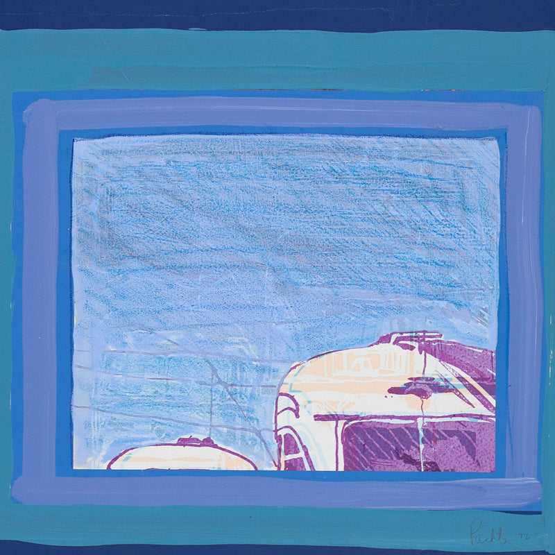 CHARLES PACHTER "BLUE CARS" MONOTYPE, 1972