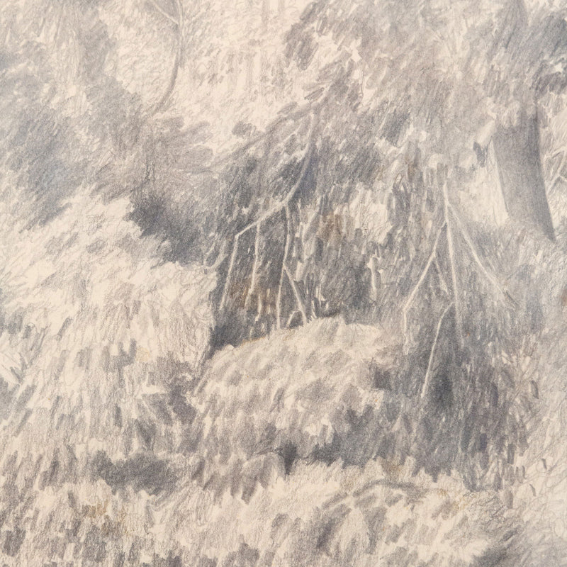 Christiane Pflug, "From Carol's Window," Canada, 1962, Pencil on paper, Signed and dated by the artist, 9.5"H 12.5"W (work)  20"H 21.75"W (framed), Very good condition