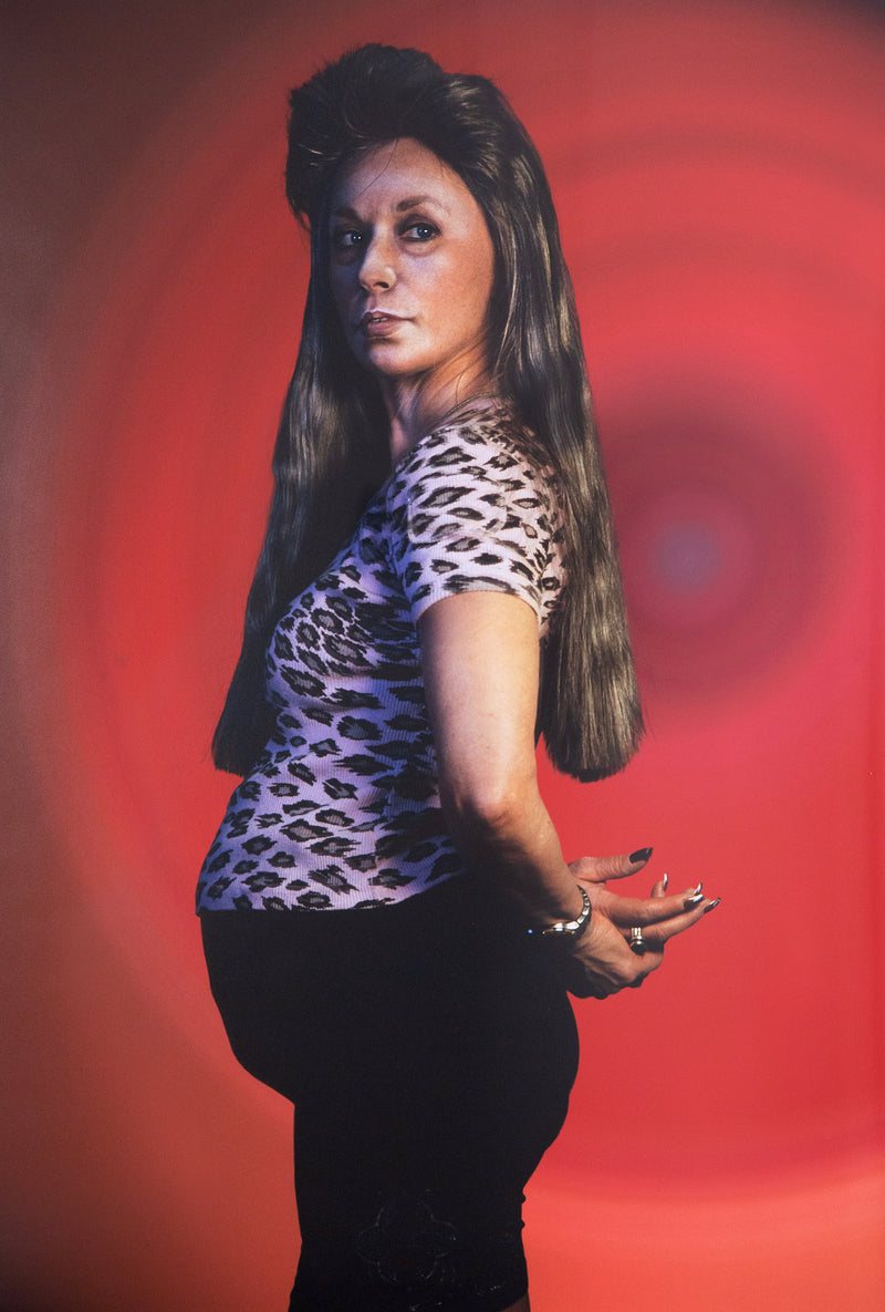 Cindy Sherman, Pregnant Woman 2022, Since the late 1970's Cindy Sherman has donned an array of personas, disguises and costumes to explore how woman are perceived, presented and judged in Western culture.   In this iconic and evocative work, released as a fundraiser for Planned Parenthood in New York City, Sherman becomes a pregnant urban woman. 