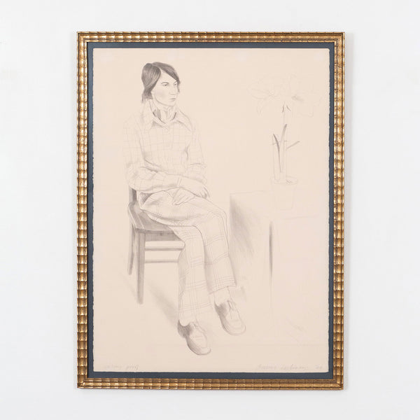  David Hockney, "Yves-Marie Hervé",  London, 1974.  Lithograph on Arches paper. Artist proof. David Hockney seated portrait.