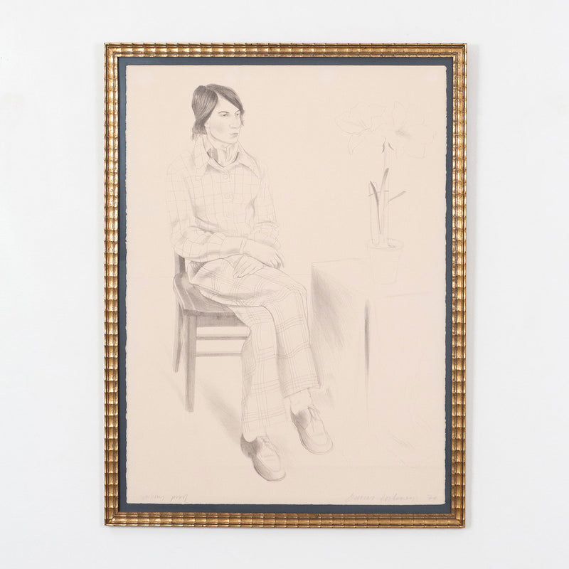  David Hockney, "Yves-Marie Hervé",  London, 1974.  Lithograph on Arches paper. Artist proof. David Hockney seated portrait.
