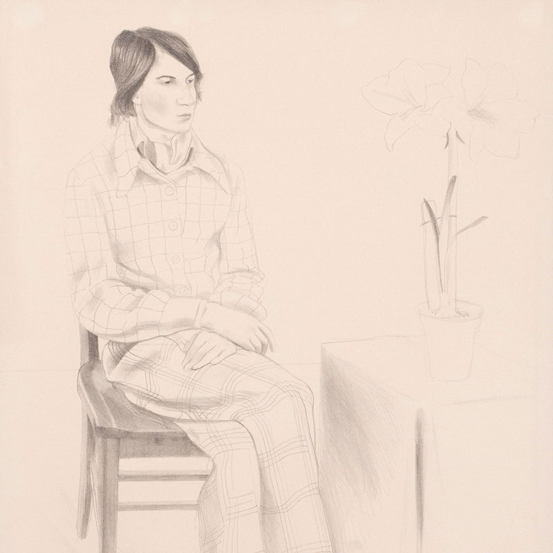 David Hockney, "Yves-Marie Hervé",  London, 1974.  Lithograph on Arches paper. Artist proof. David Hockney seated portrait.