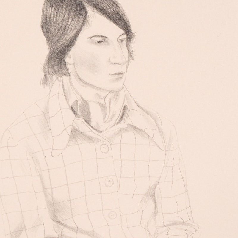 David Hockney, "Yves-Marie Hervé",  London, 1974.  Lithograph on Arches paper. Artist proof. David Hockney seated portrait.