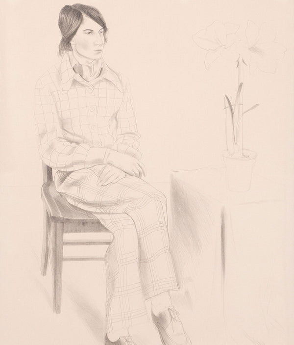 David Hockney, "Yves-Marie Hervé",  London, 1974.  Lithograph on Arches paper. Artist proof. David Hockney seated portrait.
