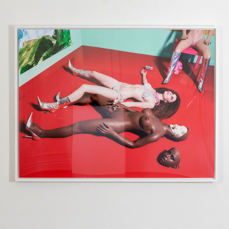 David LaChapelle "B.F.F." C-print. 2006. This work “B.F.F.” manifests some of the artists’ favorite ingredients: well-oiled, nearly-nude bodies, an affinity for fashion, and a celebration of material excess, all realized in a slick bright palette.