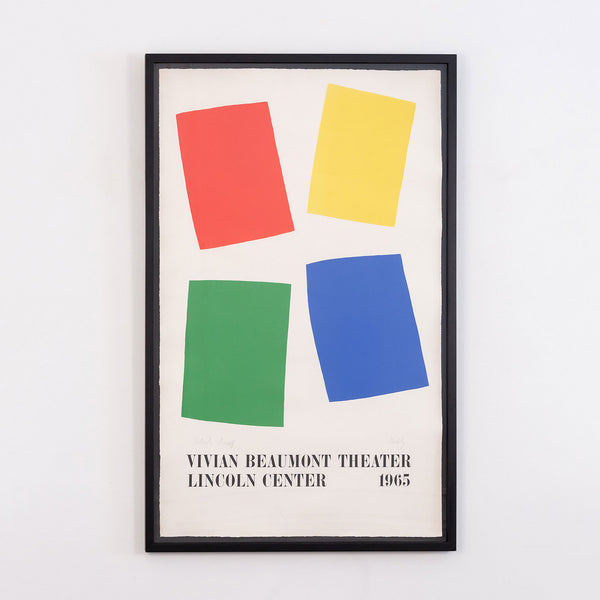 Original Ellsworth Kelly, American Art, Minimalism, "Vivian Beaumont Theatre, Lincoln Centre"  USA, 1965  Lithograph on Rives BFK paper   Signed and annotated in pencil, lower edge  A.P. aside from an edition of 100  41.5"H 26"W (work)  43.75"H 28.5"W (framed)  Very good condition