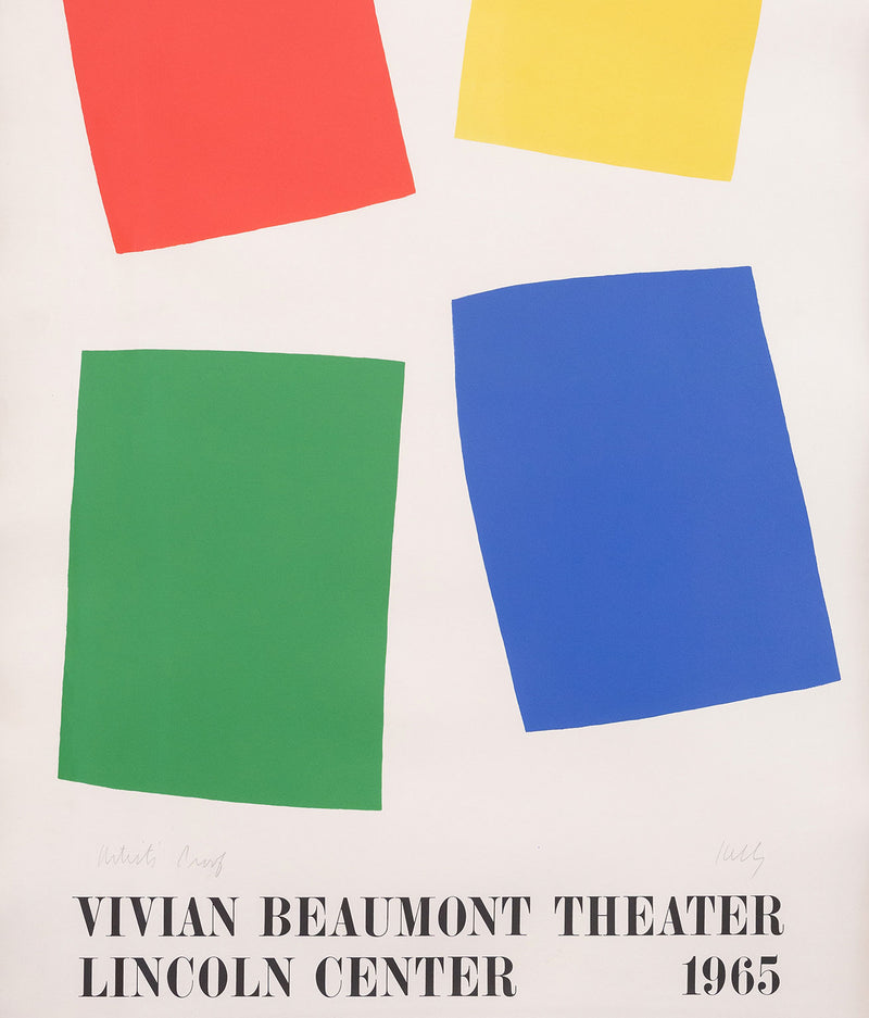 Original Ellsworth Kelly, American Art, Minimalism, "Vivian Beaumont Theatre, Lincoln Centre"  USA, 1965  Lithograph on Rives BFK paper   Signed and annotated in pencil, lower edge  A.P. aside from an edition of 100  41.5"H 26"W (work)  43.75"H 28.5"W (framed)  Very good condition