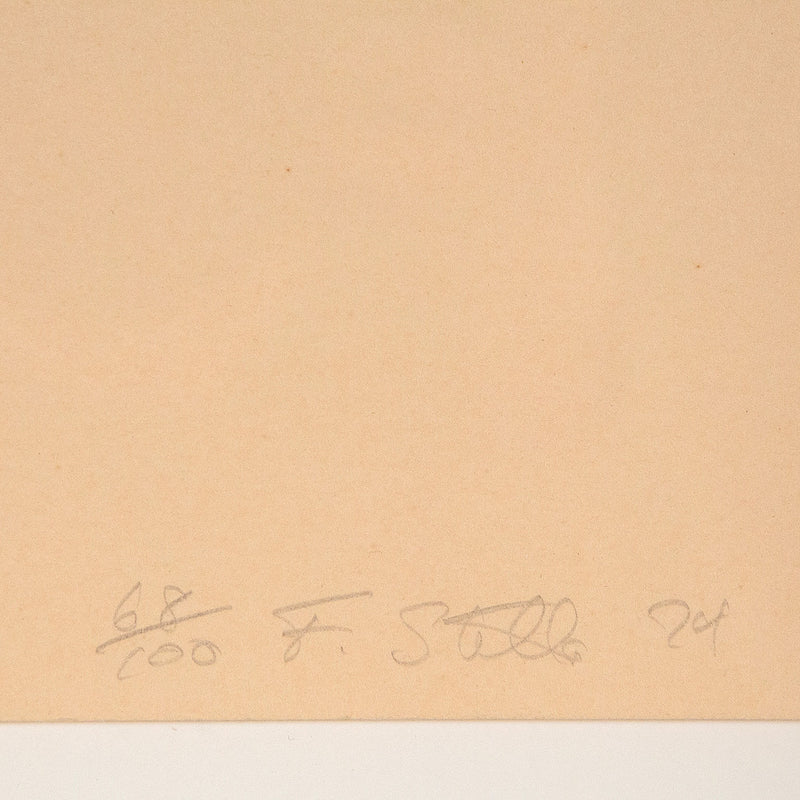 Frank Stella, Eccentric Polygon, Effingham, Screenprint, 1974, Caviar20 Stella Prints, close up on artist signature and edition number