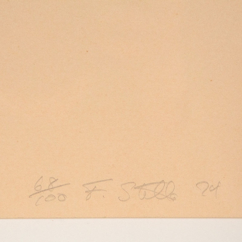 Frank Stella, Eccentric Polygon, Effingham, Screenprint, 1974, Caviar20 Stella Prints, close up on artist signature and edition number