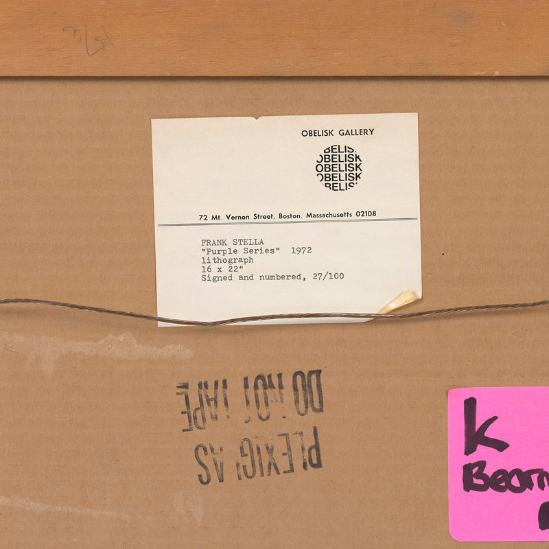 FRANK STELLA "KAY BEARMAN" LITHOGRAPH, 1972