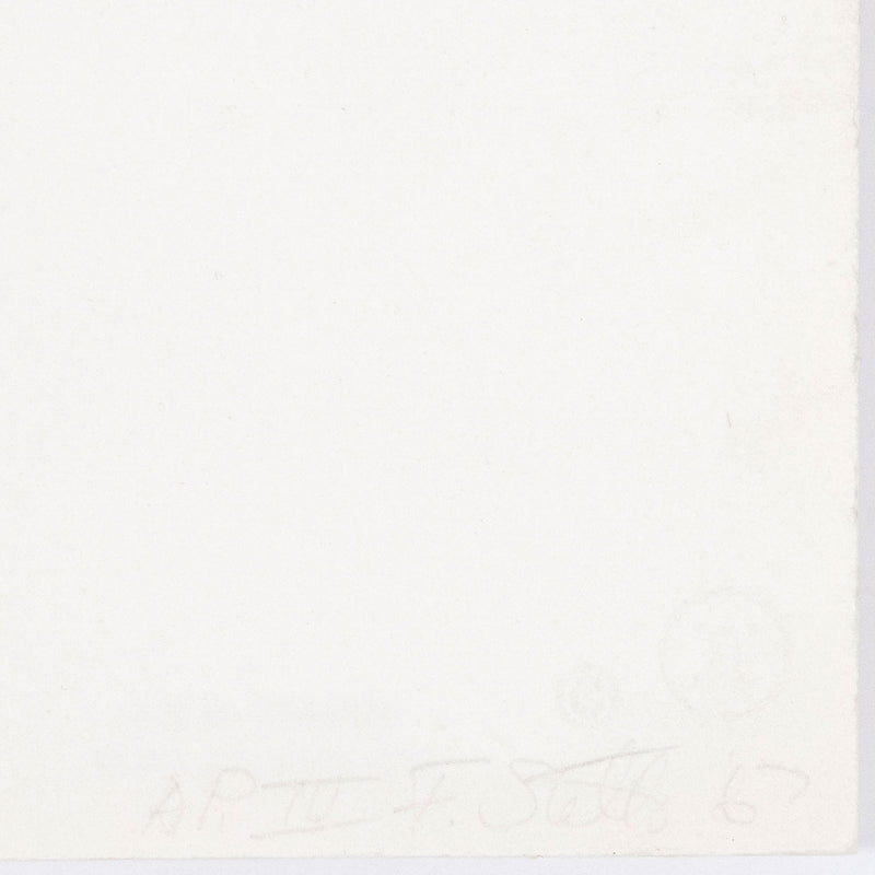 Original Artwork, Abstract Expressionism, Frank Stella, "Gezira" from Black Series II  USA, 1967  Lithograph  Signed, numbered and dated by the artist   Labelled AP aside from an edition of 100  15"H 21.75"W (work)  Very good condition.  Printed by Gemini G.E.L., Los Angeles, Toronto Fine Art Gallery Caviar20