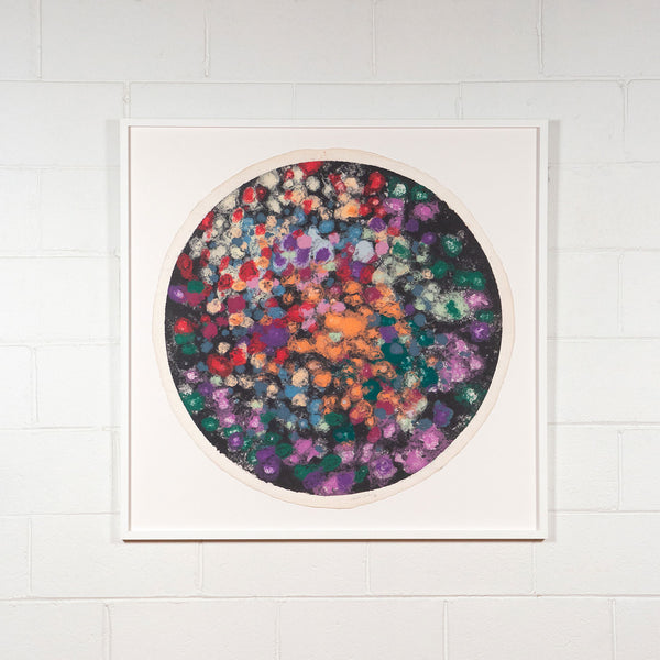 Friedel Dzubas, Tondo, Monotype, 1982, Caviar20 prints, shown framed and displayed on white brick wall