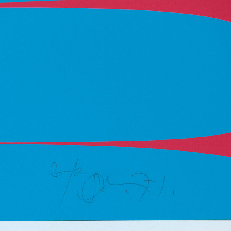 Harold Town, Blue Raspberry Stretch, Lithograph 1971 Caviar20, Prints, Stretch Series, closeup showing artist signature