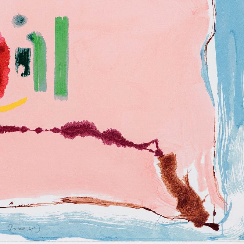 Original Helen Frankenthaler Art available for sale, “Flirt"  USA, 1995  Serigraph  Titled and numbered AP by the artist (along with various notations)   Signed in the plate  39.5”W 30”H (work)  33.5"H 46.25"W (framed)  Excellent condition  Minor wear to frame  Printed at Brand X Editions, New York  Published by Lincoln Center for the Performing Arts, New York