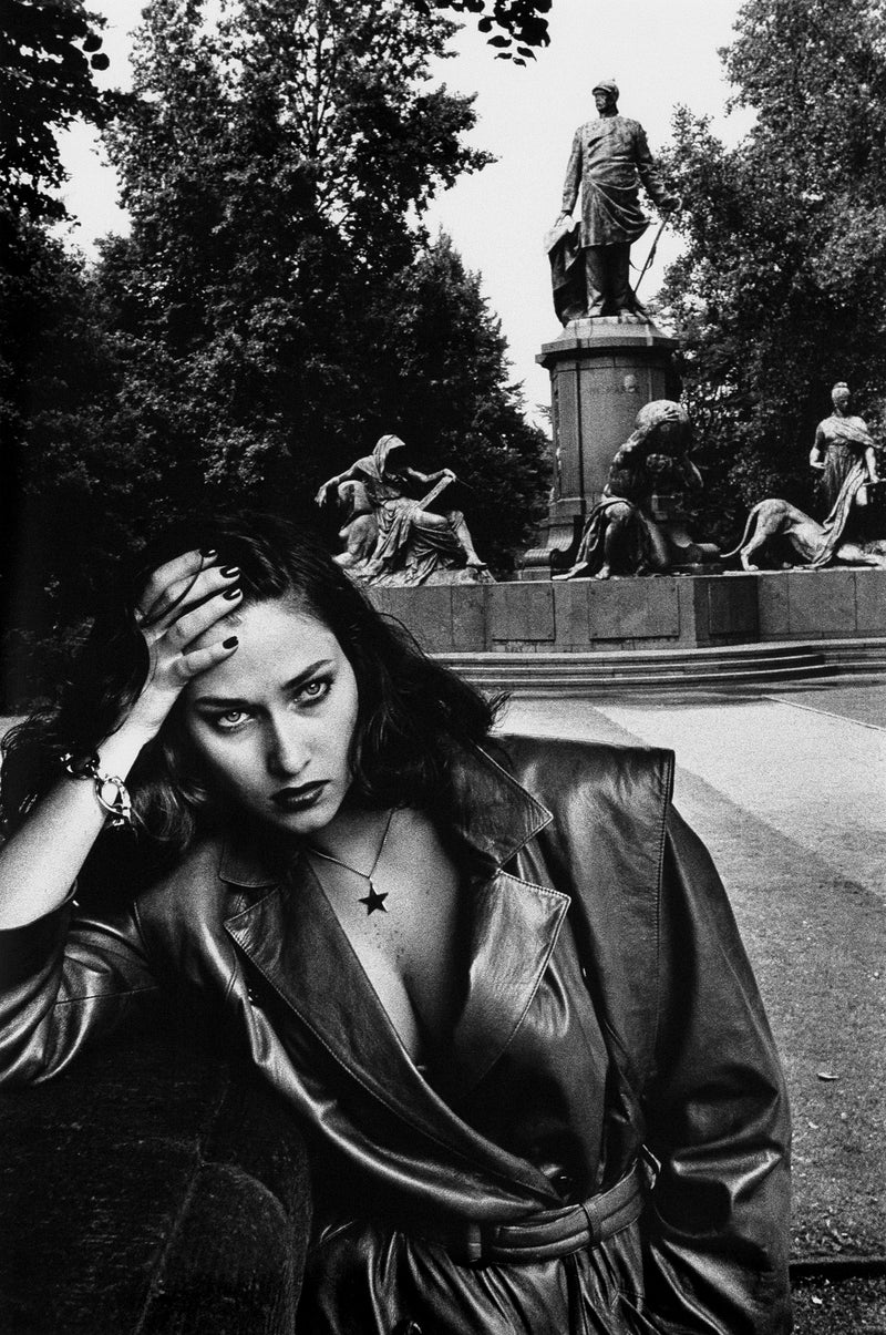 Helmut Newton Young woman and Bismarck Monument Berlin 1979 Vogue