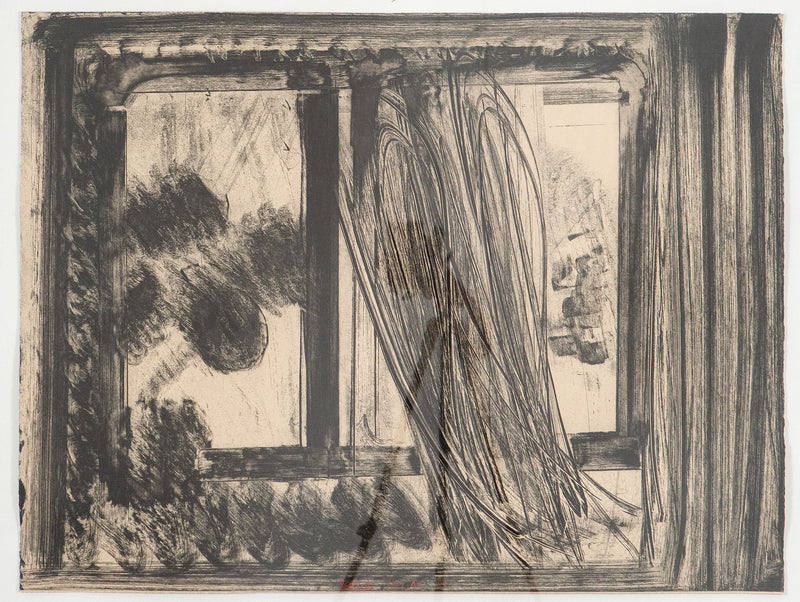 Howard Hodgkin "Late Afternoon in the Museum of Art" USA, 1979 Etching on paper. "Late Afternoon" is a striking example of Hodgkin's printmaking from his 1979 series "The Museum of Art". Comprised of four prints, the series is exemplary of the artist's enmeshed style, blending abstract and representational qualities that culminate into evocative scenes.