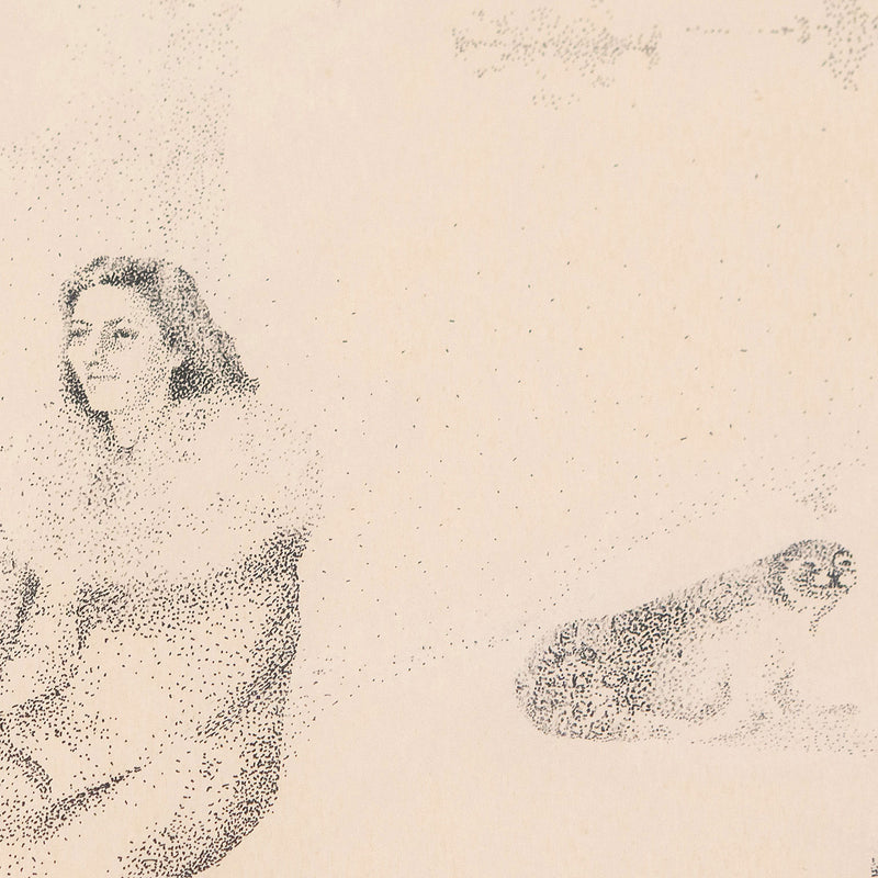 Jack Chambrs, Canadian Art, "Olga at the South Pole"   Canada, 1965  Ink on paper  12"H 17.5"W (work)  18.75"H 23.75"W (framed)  Very good condition.