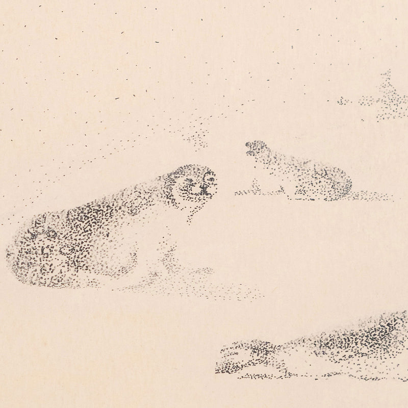 Jack Chambrs, Canadian Art, "Olga at the South Pole"   Canada, 1965  Ink on paper  12"H 17.5"W (work)  18.75"H 23.75"W (framed)  Very good condition.