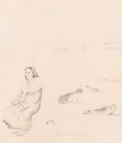 Jack Chambrs, Canadian Art, "Olga at the South Pole"   Canada, 1965  Ink on paper  12"H 17.5"W (work)  18.75"H 23.75"W (framed)  Very good condition.