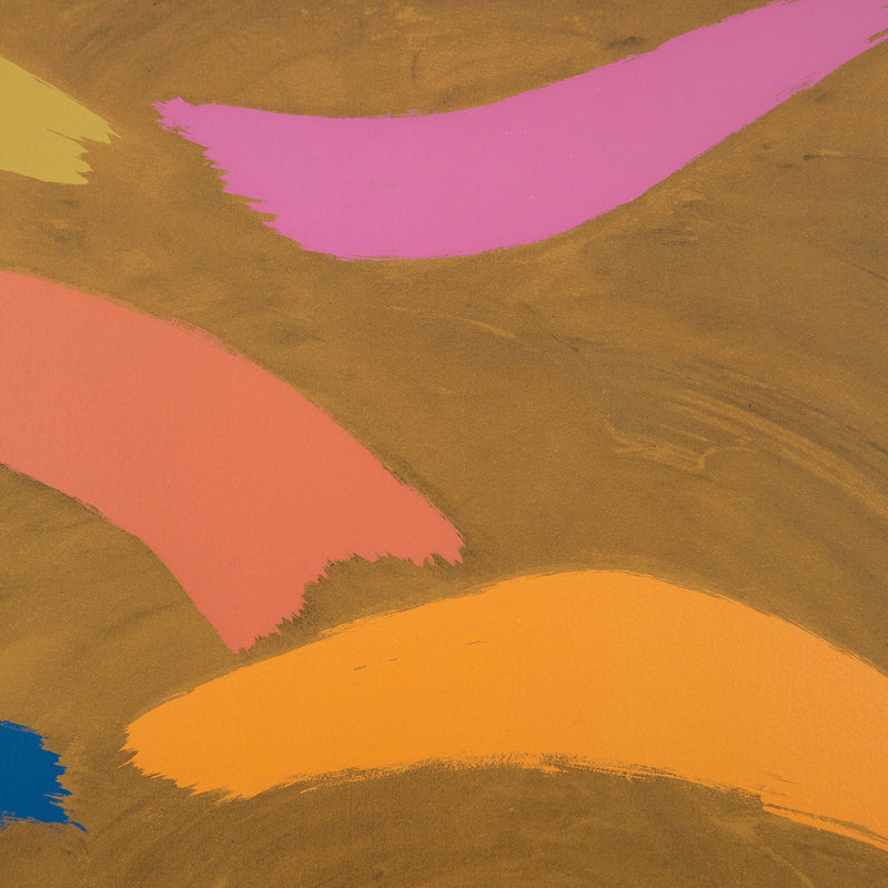 Jack Bush, Canadian Art, "Jeté en L'air"   Serigraph  Canada, 1974  Signed, dated, and numbered by the artist  From an edition of 100  26.5”H  36.5”W (work)  35.75"H 45.75"W (framed)  Framed with museum glass  Very good condition