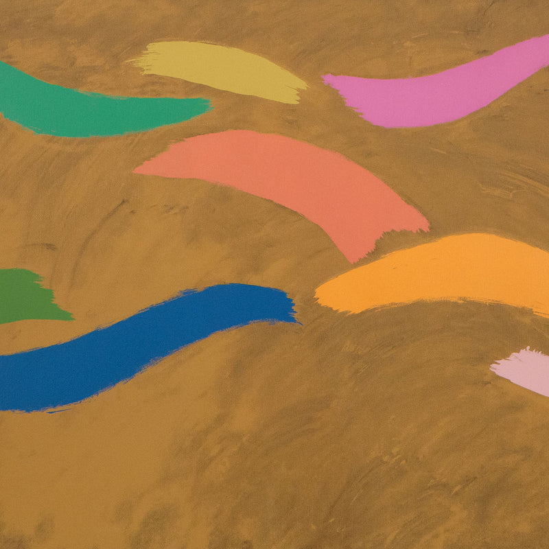 Jack Bush, Canadian Art, "Jeté en L'air"   Serigraph  Canada, 1974  Signed, dated, and numbered by the artist  From an edition of 100  26.5”H  36.5”W (work)  35.75"H 45.75"W (framed)  Framed with museum glass  Very good condition