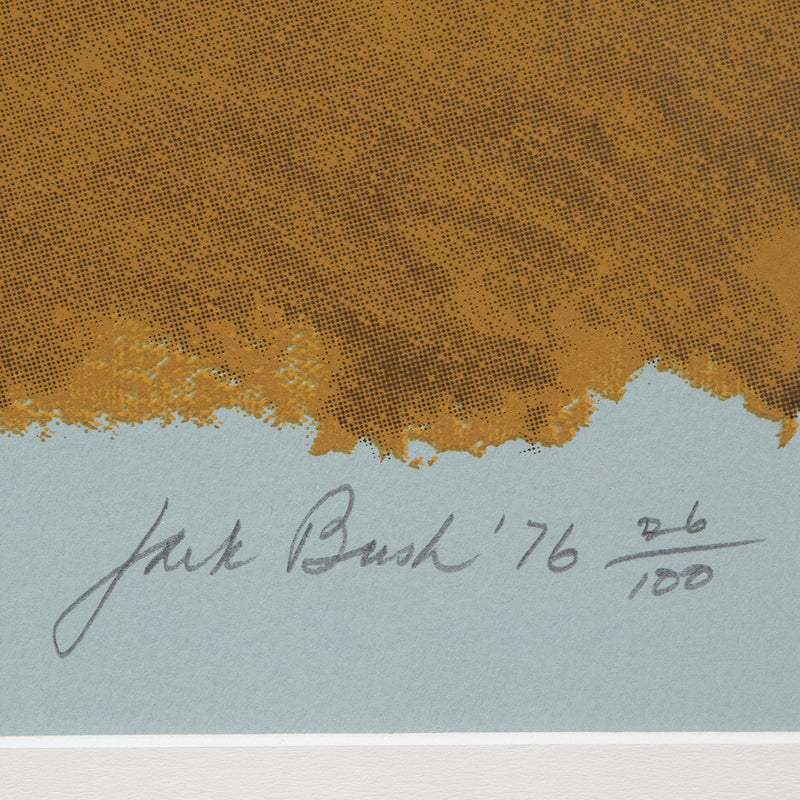 Jack Bush, Canadian Art, "Jeté en L'air"   Serigraph  Canada, 1974  Signed, dated, and numbered by the artist  From an edition of 100  26.5”H  36.5”W (work)  35.75"H 45.75"W (framed)  Framed with museum glass  Very good condition