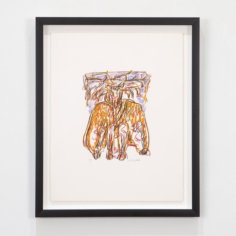 Jean Paul Riopelle, Canadian Post War Abstract Painter, "Cervidé"  1979  Lithograph  Signed by artist, bottom right  19.5"H 16"W (work)  16.5"H 13"W (framed)  Very good condition.
