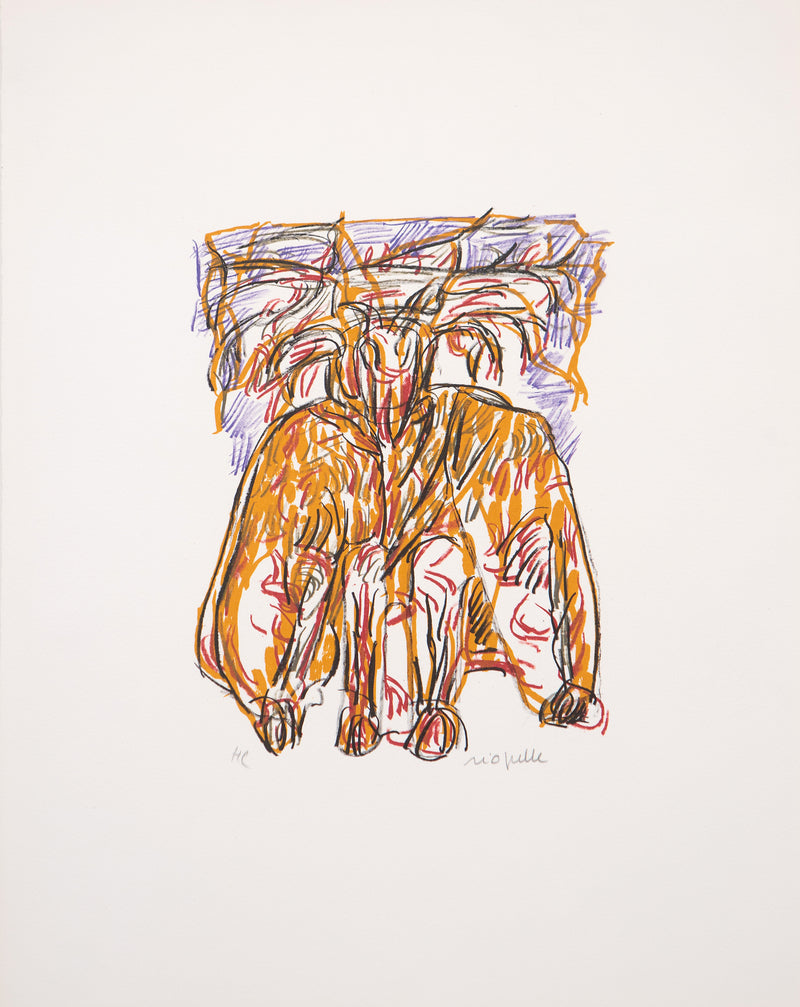Jean Paul Riopelle, Canadian Post War Abstract Painter, "Cervidé"  1979  Lithograph  Signed by artist, bottom right  19.5"H 16"W (work)  16.5"H 13"W (framed)  Very good condition.