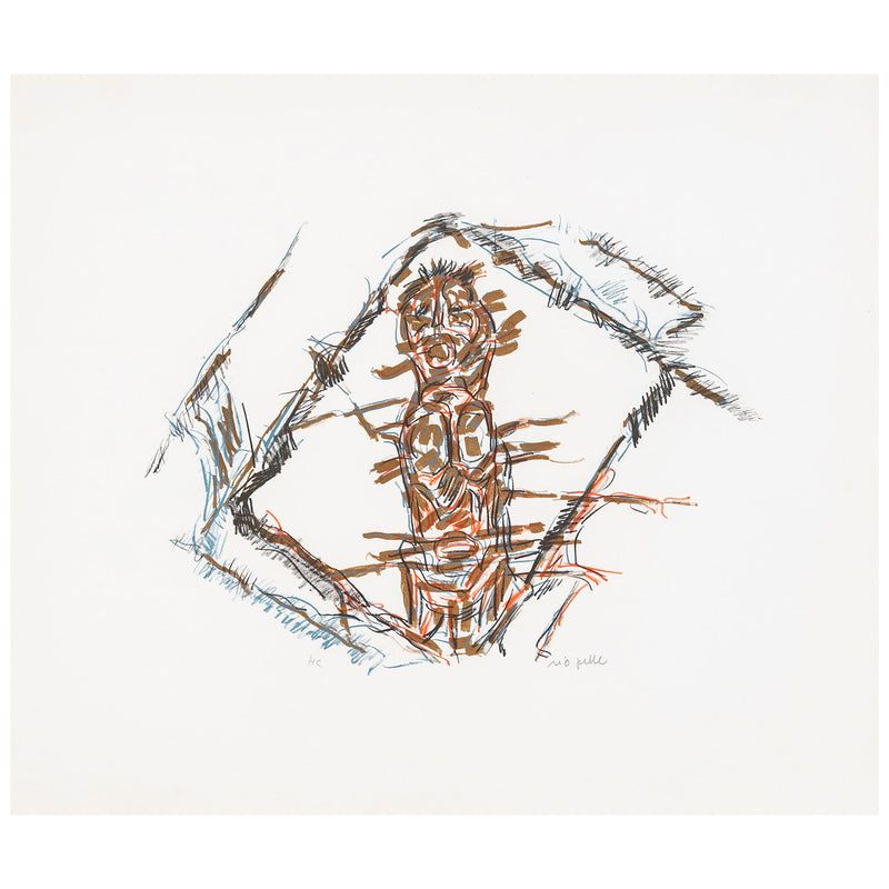 Jean-Paul Riopelle, Totem, Lithograph, 1979, An organic palette of ochre, periwinkle, and crimson, Canadian Artist, 