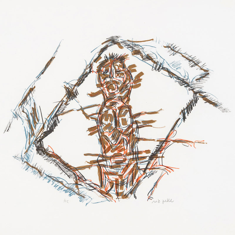 Jean-Paul Riopelle, Totem, Lithograph, 1979, An organic palette of ochre, periwinkle, and crimson, Canadian Artist, 