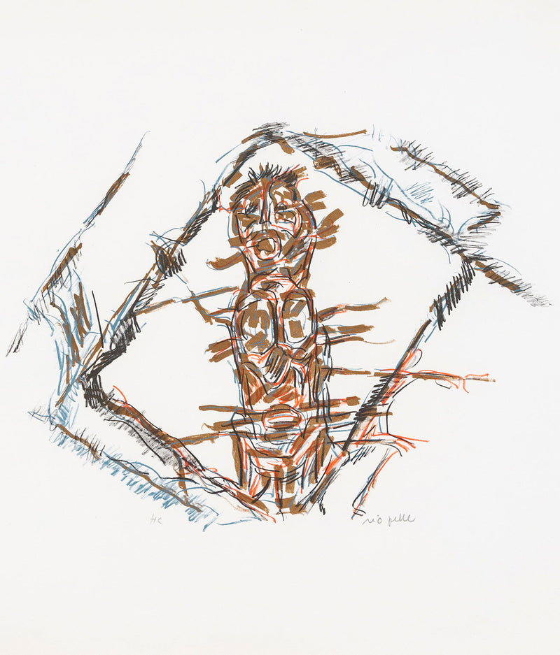 Jean-Paul Riopelle, Totem, Lithograph, 1979, An organic palette of ochre, periwinkle, and crimson, Canadian Artist, 