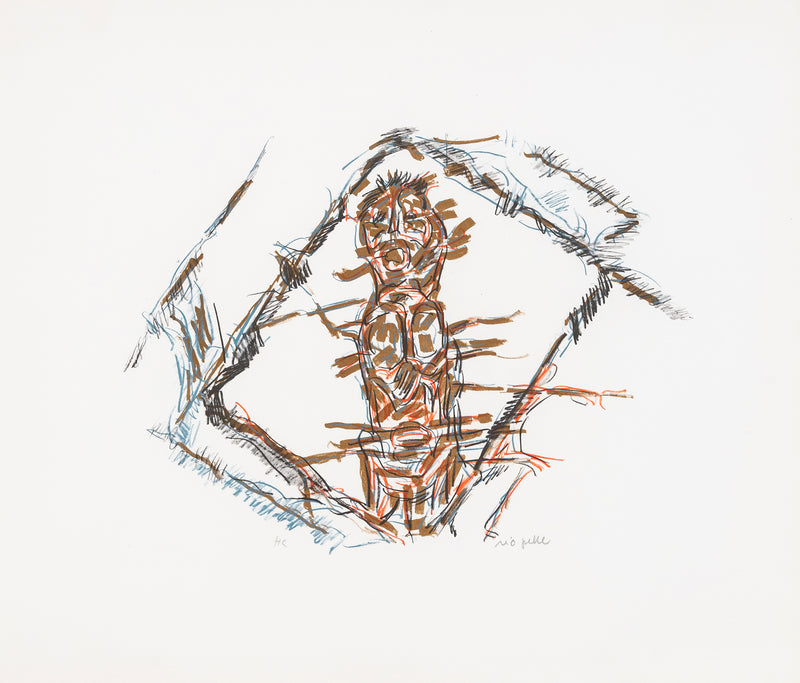 Jean-Paul Riopelle, Totem, Lithograph, 1979, An organic palette of ochre, periwinkle, and crimson, Canadian Artist, 