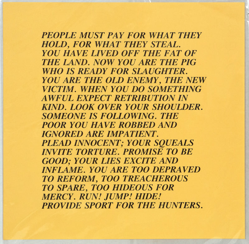 Jenny Holzer, People Must Pay, Inflammatory Essay, 1982, Documenta, Caviar20, Prints