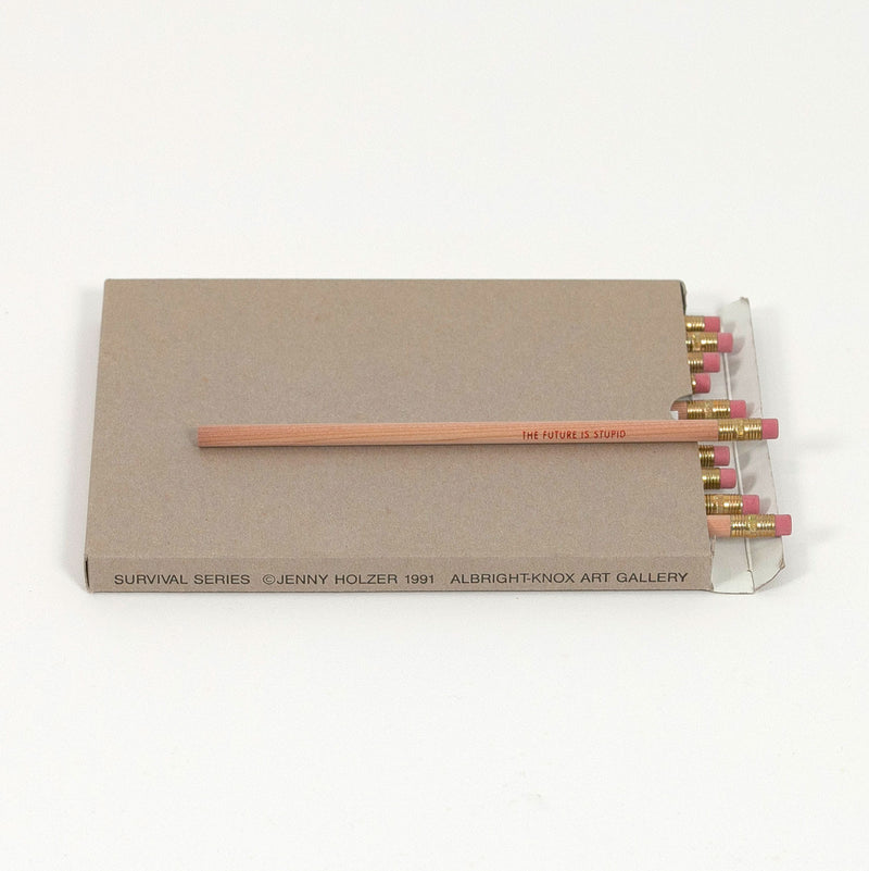 Jenny Holzer, Survival Pencils, 12 unsharpened and embossed pencils, Stamped box,  1991, Caviar20