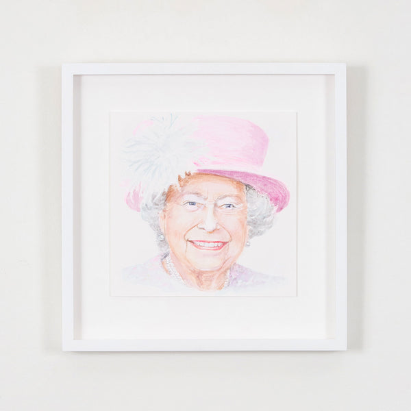 Joanne Tod "The Queen" Watercolor. 2022. With a delicate hand, Tod captures the Queen's likeness in this intimate and uplifting, close-cropped portrait. While it's not the first time Tod has taken inspiration from the Queen, here we have a much more personal and friendly depiction of the subject.