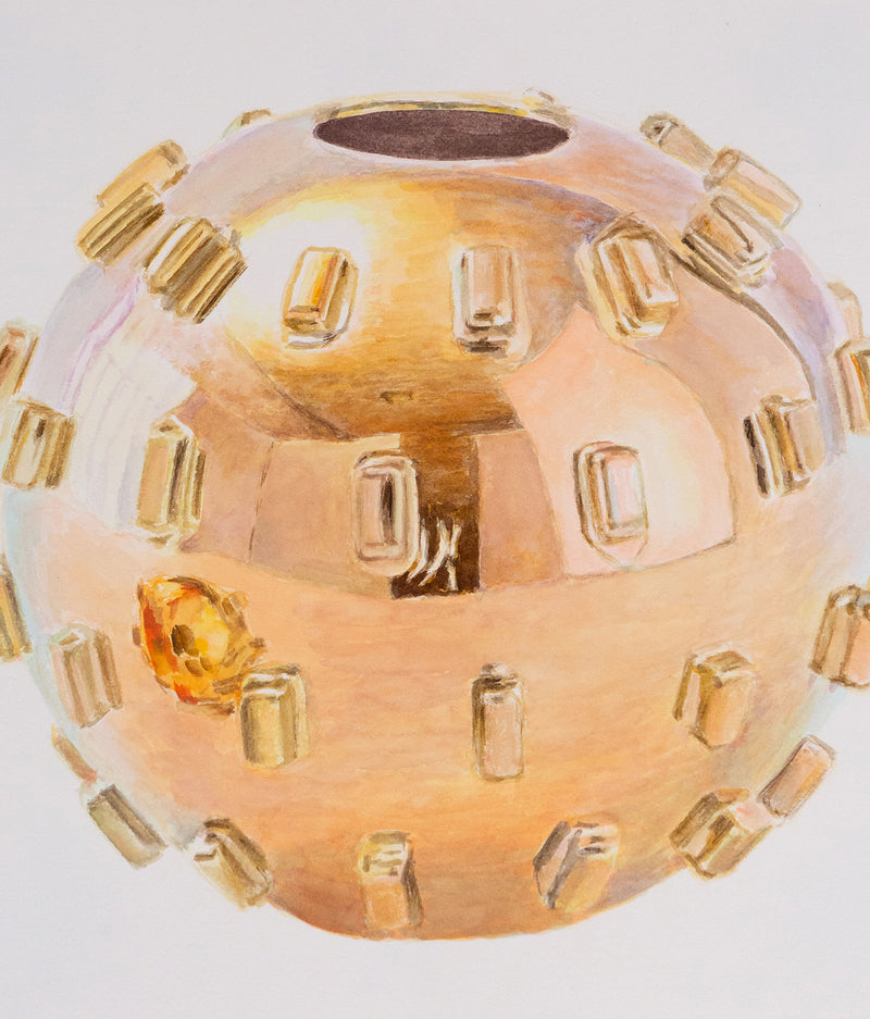 Joanne Tod, Studded Sphere, Watercolour, 2021, Caviar20