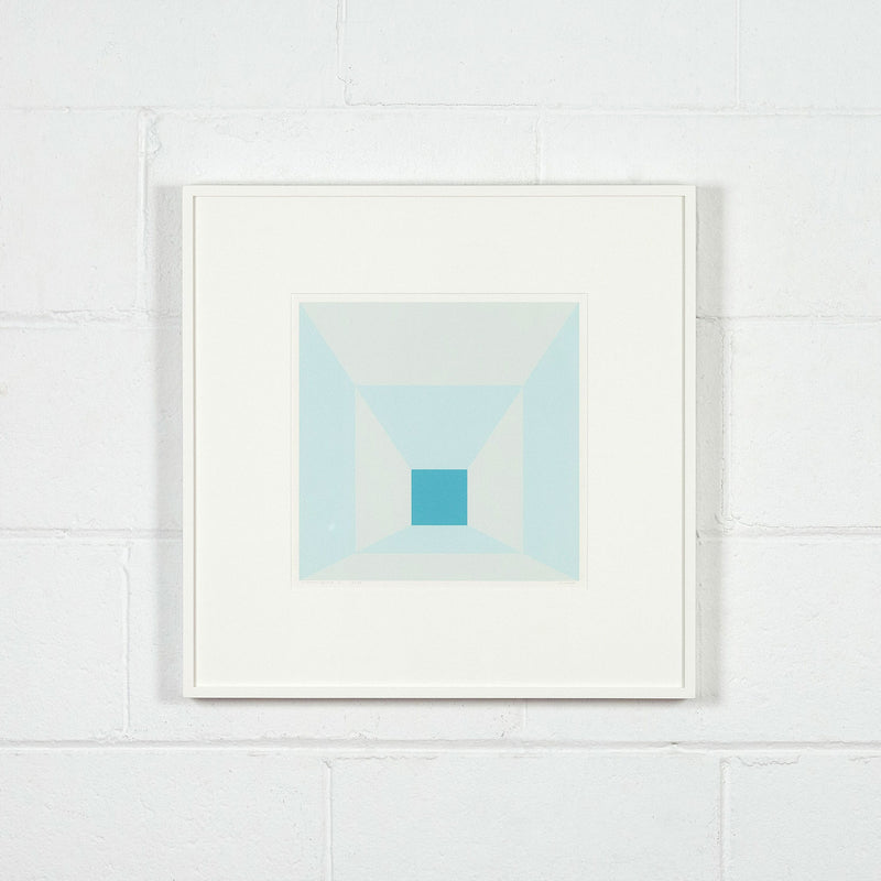 JOSEF ALBERS "MITERED SQUARES - COLD TEAL" SCREENPRINT, 1976