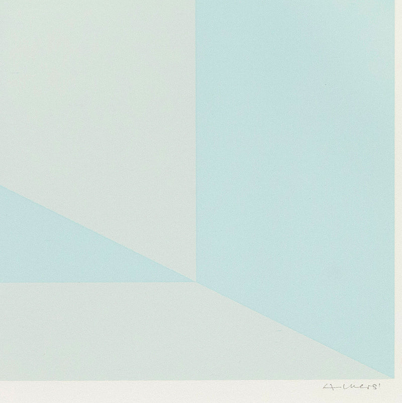 JOSEF ALBERS "MITERED SQUARES - COLD TEAL" SCREENPRINT, 1976