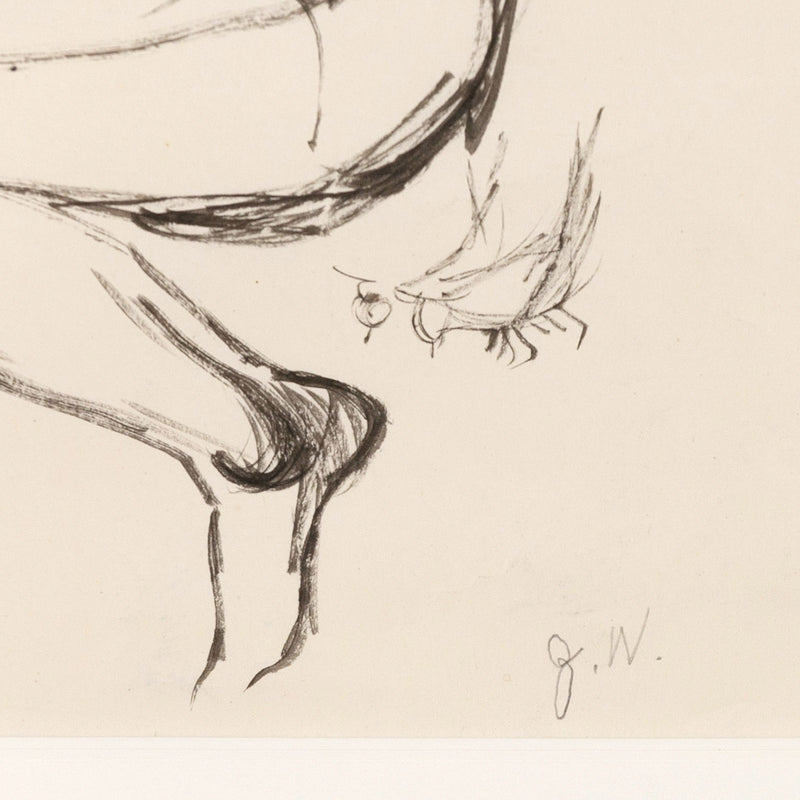 JOYCE WIELAND "GIRL WITH BIRDS" DRAWING