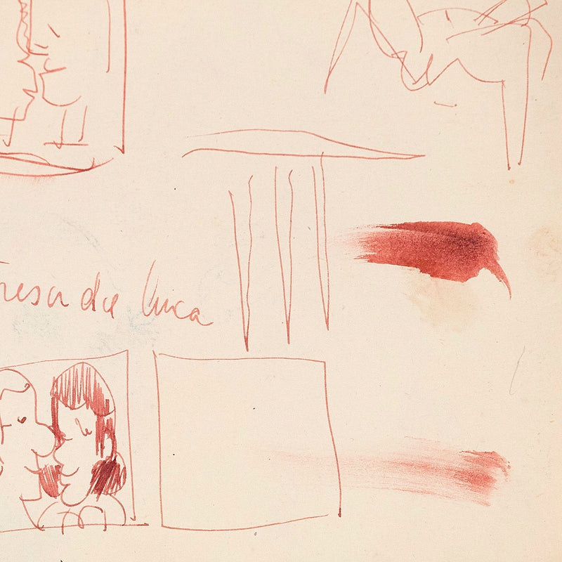 JOYCE WIELAND "TWO LOVERS" DOUBLE SIDED DRAWING, 1992