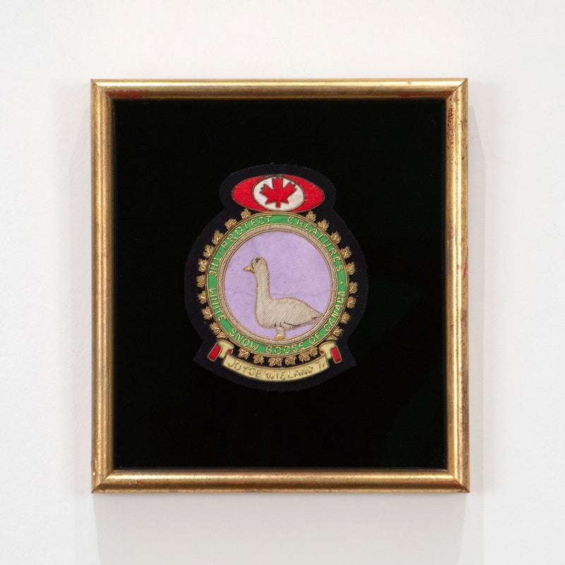JOYCE WIELAND "WHITE SNOW GOOSE" EMBROIDERED CREST, 1971