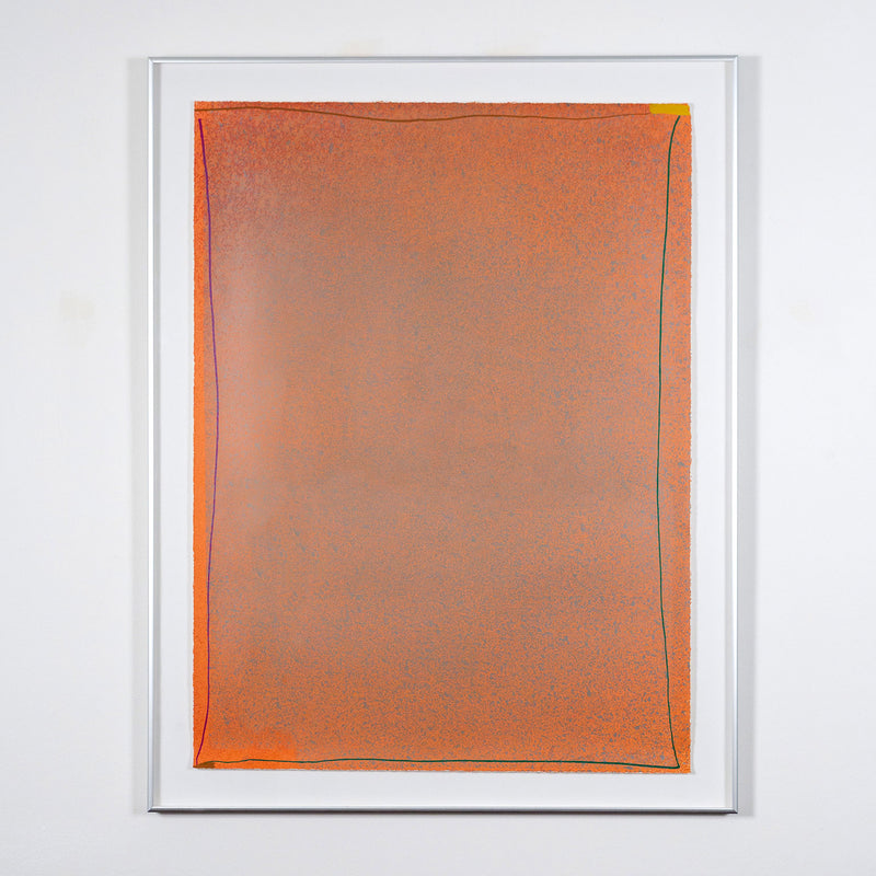 Jules Olitski "Graphic G" Silkscreen, 1970. This lithograph is a striking example of Olitski's spray technique, which discreetly blends shades of orange and silver into a seemingly monochromatic composition.